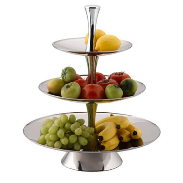 FRUIT STAND S/STEEL - 3-TIER 18/10 D375 x H530mm