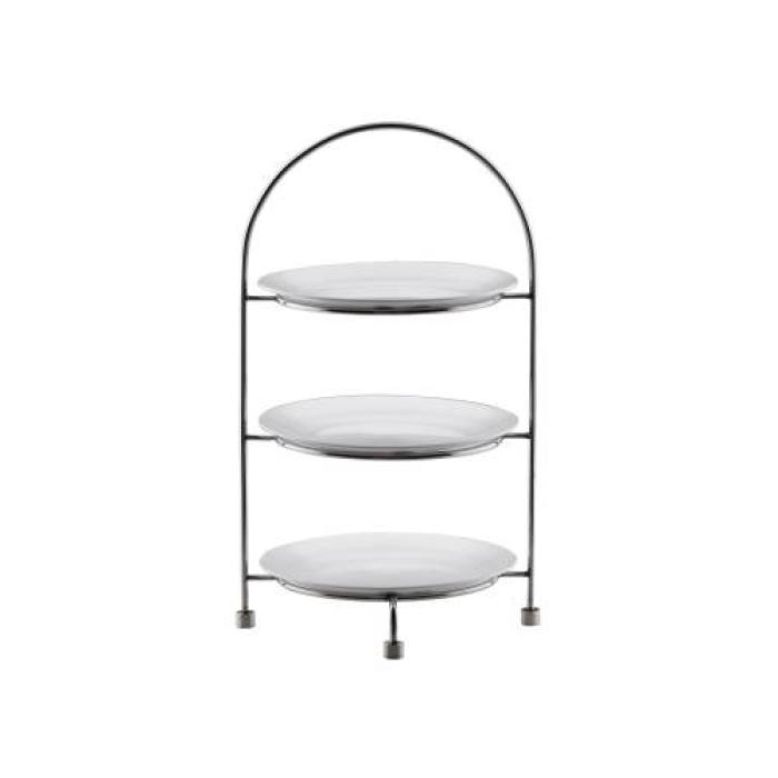 TEA CAKE STAND 3 TIER - 18/10 S/STEEL (27cm PLATES NOT INCLUDED) L256 x W256 x H421mm