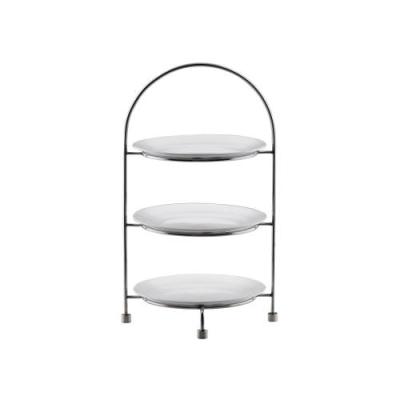 TEA CAKE STAND 3 TIER - 18/10 S/STEEL (27cm PLATES NOT INCLUDED) L256 x W256 x H421mm