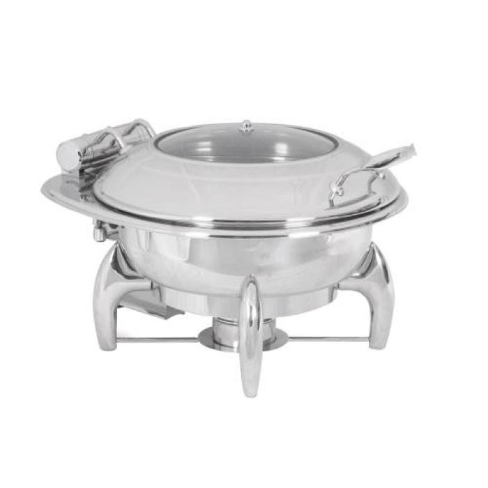 CHAFING DISH INDUCTION - ROUND- GLASS LID 6Lt