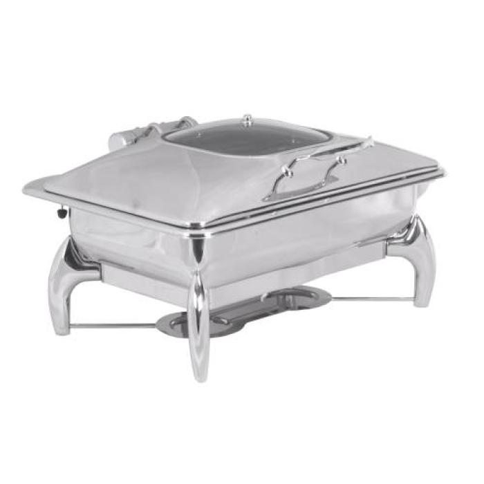 CHAFING DISH INDUCTION - RECTANGULAR- GLASS LID 9Lt