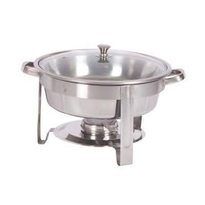 CHAFING DISH ROUND WITH GLASS LID - POLISHED 4Lt