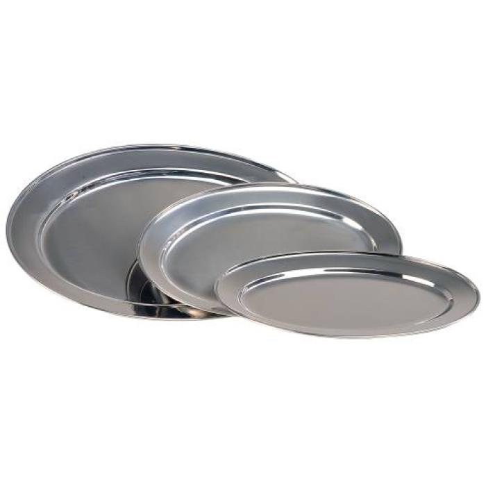 SERVING PLATTER OVAL S/STEEL - 350mm