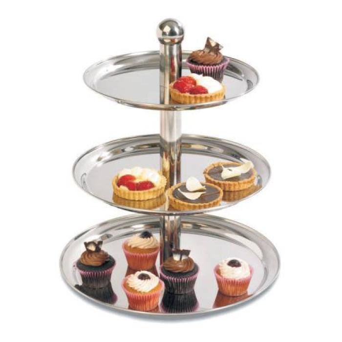 CAKE STAND CLEAR PLASTIC - 3 TIER 340 x 285 x 190mm