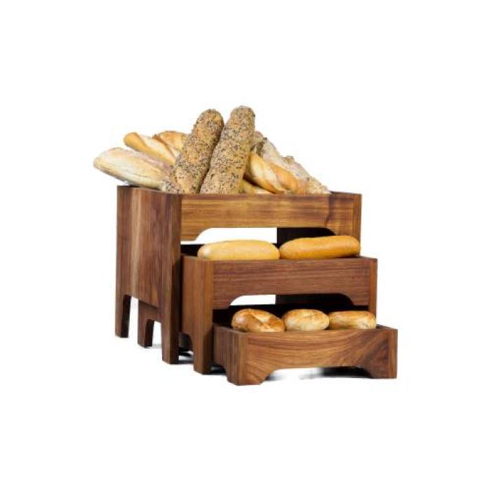 WOOD THREE TIER BREAD STAND (395  x  395  x  330mm - COMPLETE) INFINITI