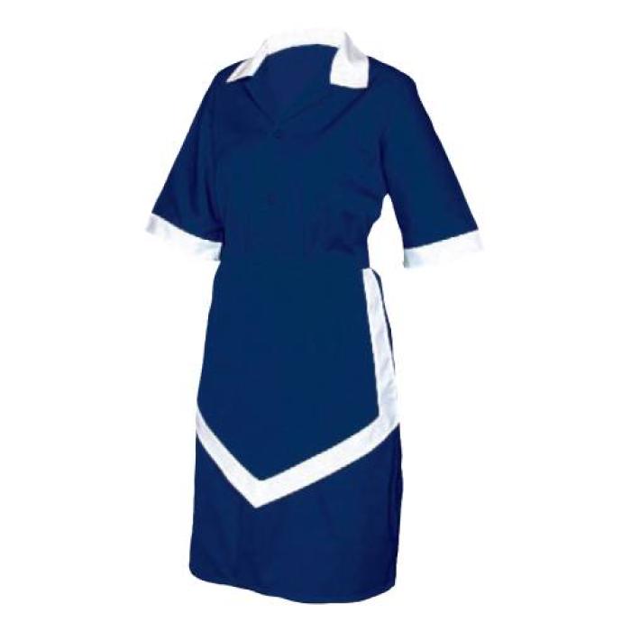 LADIES HOUSEKEEPING 3PC - NAVY AND WHITE - X SMALL