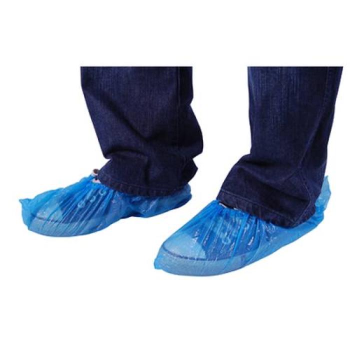 DISPOSABLE PLASTIC SHOE COVERS - BLUE PACK OF 100