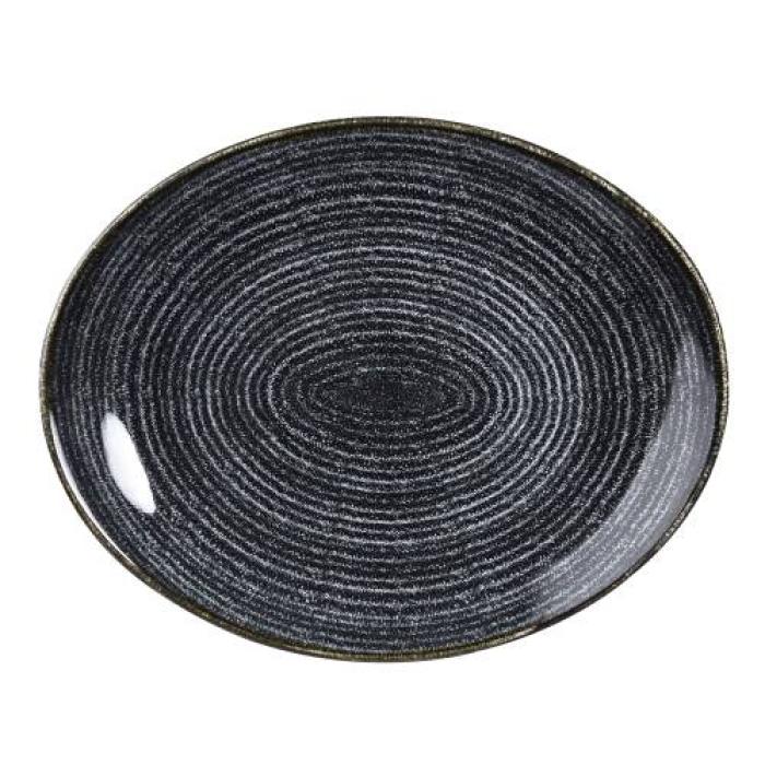 HOMESPUN - CHARCOAL BLACK -ORBIT OVAL COUPE PLATE - 27CM (12)