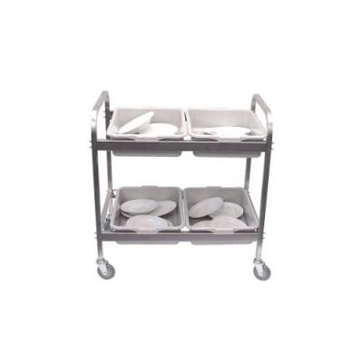 DISH CLEARING TROLLEY S/STEEL WITH 4 TOTE BOXES 870 x 545 x 930mm
