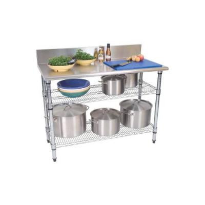 WORK TABLE S/STEEL - 2-TIER - SPLASHBACK 1300 x 690 x 870mm