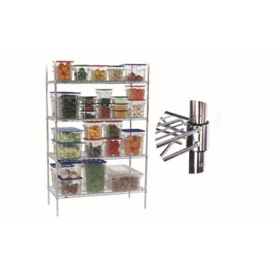 SHELVING UNIT CHROMED - 4-TIER - 1200 x 455 x 1830mm