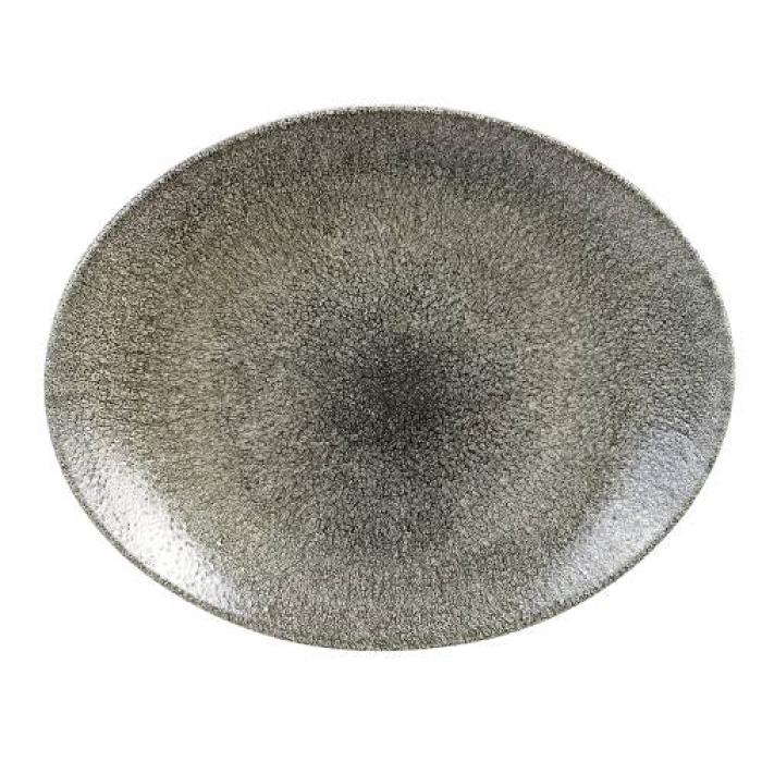 RAKU - QUARTZ BLACK - OVAL COUPE PLATE - 31.7x25.5CM (12)