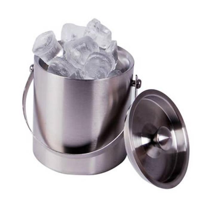 DOUBLE WALLED ICE BUCKET WITH LID- 1LT S/STEEL