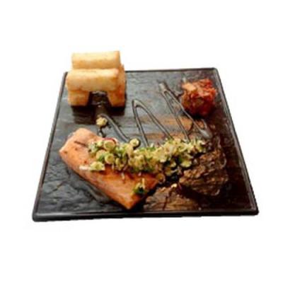 SQUARE PLATE BLACK SLATE - 26CM (12)
