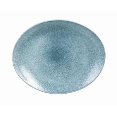 RAKU - TOPAZ BLUE - OVAL COUPE PLATE - 31.7x25.5CM (12)