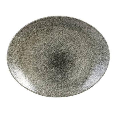 RAKU - QUARTZ BLACK - OVAL COUPE PLATE - 31.7x25.5CM (12)