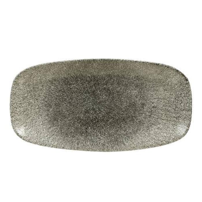 RAKU - QUARTZ BLACK - CHEFS' OBLONG PLATE - 35.5x18.9CM (6)