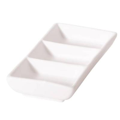 NEW BONE - WHITE - RECTANGLE 3 COMPT. DISH - 12CM (24)