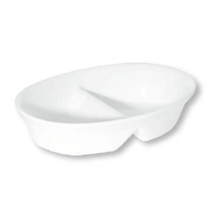 PRIMA - WHITE - OVAL DIVIDED BOWL - 20CM (12)