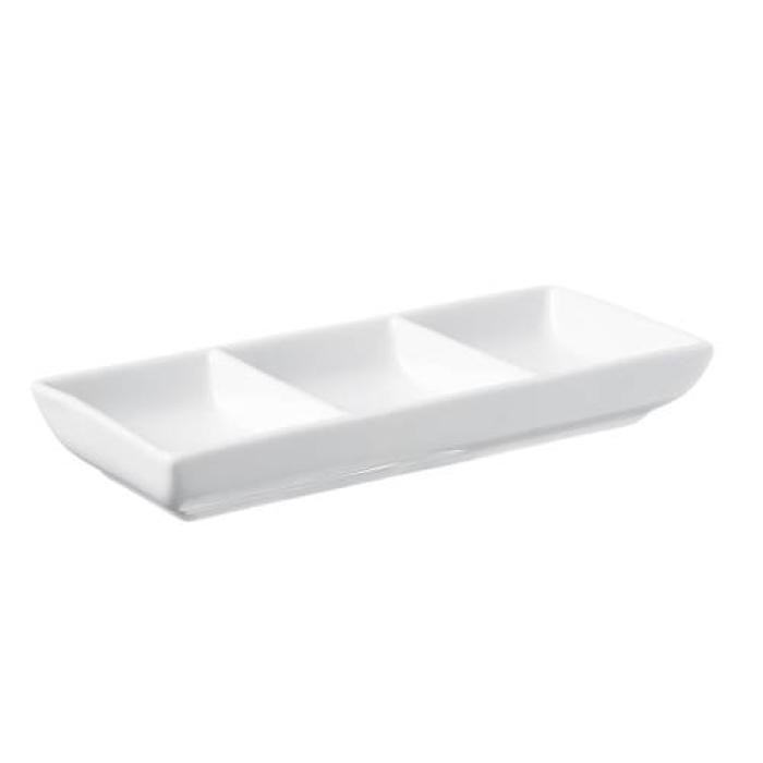 PRIMA - WHITE - 3 DIV. CONDIMENT DISH - 18CM (24)