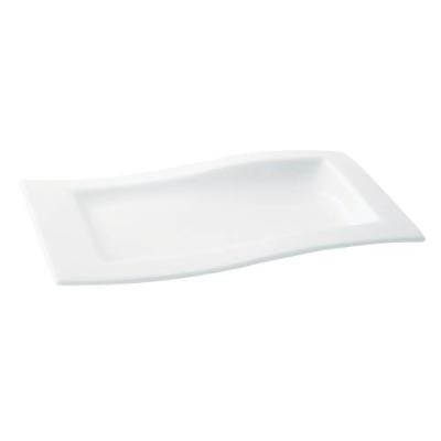 ACCENT - WHITE - WAVE RIM RECT. PLATE - 28x19CM (6)