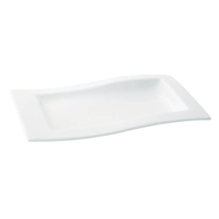 ACCENT - WHITE - WAVE RIM RECT. PLATE - 33x21CM (4)